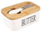 Butter Dish with Knife,Ceramics Butter Box Container with Double-Layer Silicone Sealing Lid