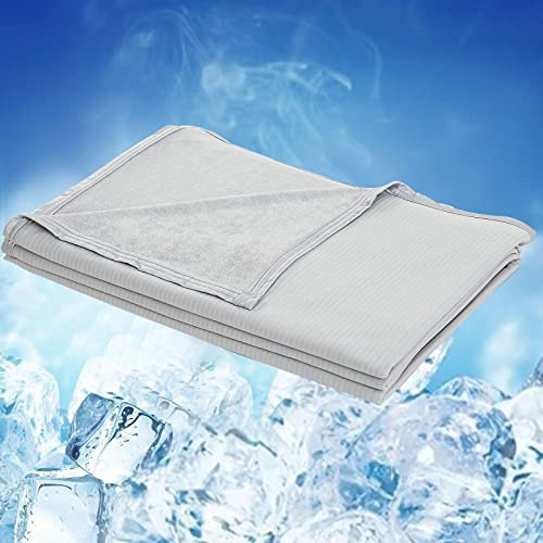 WONGS BEDDING Manta de Enfriamiento Manta de Enfriamiento de Poliéster Ligero Manta de Verano Transpirable de Doble Cara (Gris, 200x220cm)