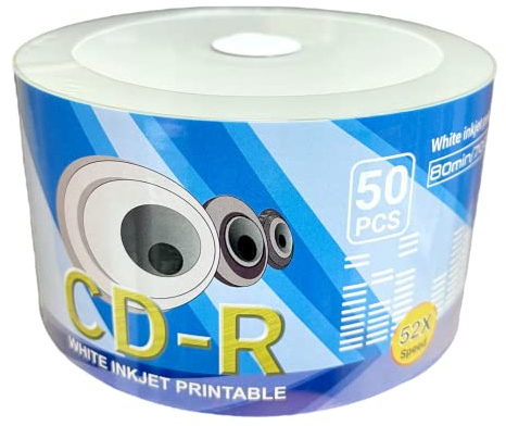 CD-R 700MB 80min 52x White Inkjet Hub Printable 50-Pack by LSK Media | Blank CDs for Burning Music | Blank CDs Bulk | Printable CD-R Blank Discs Pack | Bulk CDs for Music Burning | Writable CDs