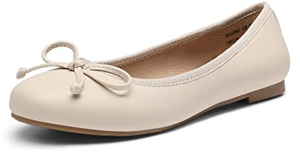 DREAM PAIRS Bailarina Nueva Clásica con Lazo Plana Cómodas Zapatos para Mujer Beige SDFA2203W-E Talla 37 (EUR)