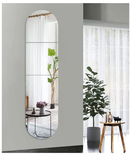 Ganzkörper Wandspiegel Selbstklebende Türspiegel, 4pcs 30x30cm Spiegel zum Aufkleben Acryl-Spiegel zur Wandmontage, Rahmenloser DIY Wandspiegel für Make-up, Wohn- und Badezimmer, Fitnessstudio