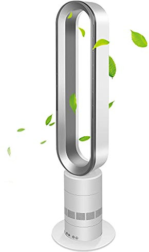 Simple Deluxe Bladeless Fan with 10-Speeds Settings, 10-Hour Timing Closure Tower Fan, Low Noise, Modern Style Standing Fan for Home Office Living Room, 39 (102cm), White