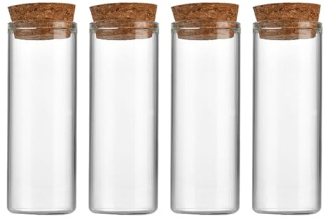 FSSTUD Lot de 10 Tubes à essai vides en Verre Transparent avec Bouchons en liège pour Message de souhaits, sels de Bain, conteneurs d'emballage de Liquide avec Bouchons en liège 30 ML