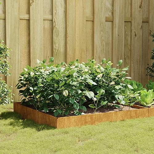 Hovothy Hochbeet 100x100x26 cm Cortenstahl Pflanzkasten Hochbeet Balkon Hochbeete für Garten Kräuterbeet GemüSebeet Hochbeet Metall Dekorativer Garten Balkon oder Terrasse
