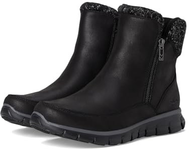 Skechers Femme Synergy Lovely Collab Bottine, Black Microleather/Knit, 38 EU
