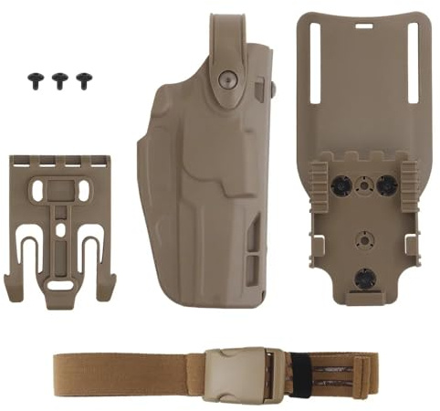 Peminkoo Fondina Tattica P320 Fondina per Pistola da Combattimento Militare da Caccia MK-17/18 Fondina adattata per Sistema QLS Kit Cinghia per Coscia Fondina Airsoft (Tan)