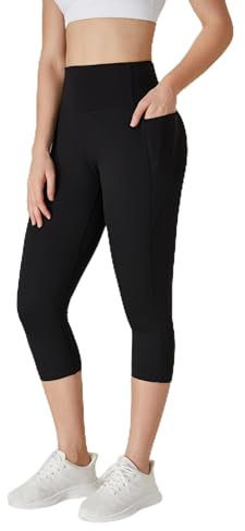 Buepeara Yoga-Hosen für Damen Leggings 3/4 High Waist Sporthose Damen Sport Leggings mit Taschen 3342-03 L