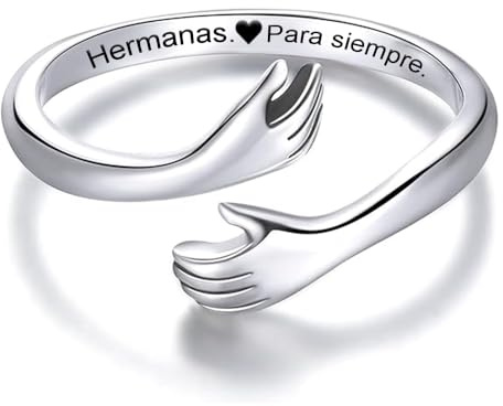 Bramart Anillo mujer de plata de ley 925 ajustable – Regalo Original para hermanas en cumpleaños o Navidad, joya emocional con caja elegante incluida, anillo abierto elegante