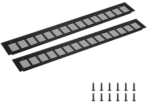sourcing map Rectangle Ventilation Grille, Aluminum Alloy Mesh Air Vent Cover Louvered Ventilation Cover with Mounting Screws for Cabinet Shoe Closet (600x80mm/24x3, Black)
