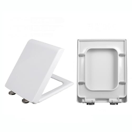 Siège de toilette carré à fermeture douce avec charnières réglables à dégagement rapide facile Installation facile Blanc 35 x 45 cm 06C Siège de toilette carré de qualité supérieure avec fermeture
