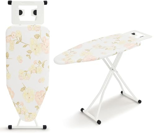 CROWNSHOP Ironing Boards 110X38X64-77CM 6 Adjustable Heights Iron Board | Non-Slip Rubber Feet Cotton Cover with Iron Rest TopIron Board Universal Extra Wide Lightweight Iron Board Rack (Flowers)