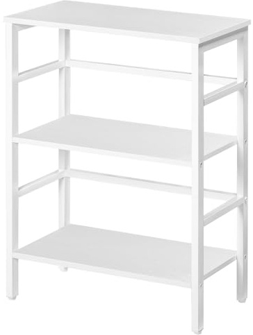 HOOBRO Scaffale a Scala, Libreria a 3 Livelli, 3 Ripiani, Scaffale Porta Album, Portaoggetti Multifunzione, in Soggiorno, Camera da Letto, Studio, Cucina, Bianco EWT86CJ01G1