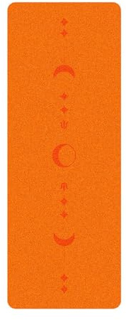 Tapis de yoga épais en caoutchouc naturel - Surface texturée mate PU, tapis fitness antidérapant avec lignes d'alignement for l'aérobic/le studio(Orange)