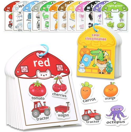 BelleStyle Montessori Busy Book Color Sorting Toys for Toddlers 2-4, Quiet Book Educational Preschool Learning Activities for Kids, Sensory Fine Motor Skills Matching Games Age 3-5 Boys Girls Gifts