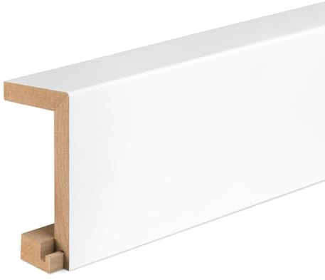 KGM Rohrverkleidung Weiß Modern Profil 57x100mm MDF - Kabelkanalleiste - Rohrabdeckleiste für 2 Rohre - inkl. Montageprofil - 240cm - überlackierbar