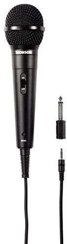 Thomson Mikrofon für Karaoke (Karaoke Mikrofon mit 2,5 m Kabel, 3,5 mm Klinke für HiFi Anlage, dynamisches Mikrofon mit Nierencharakteristik, Gesangsmikrofon mit Adapter 6,3 mm für Mischpult) schwarz