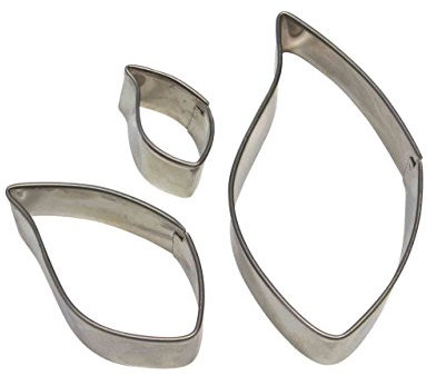 PME 3pk LEAF Cut Out Stainless Steel Icing Cutters Sugarcraft Cake Decorating, 9 x 1.2 x 4 cm, Silver
