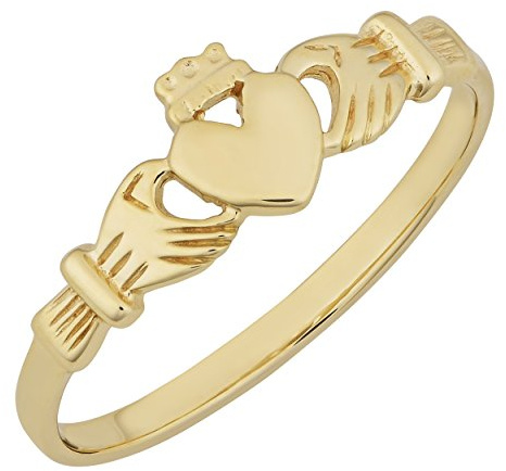 Kooljewelry 10k Yellow Gold High Polish Claddagh Ring (size 6)