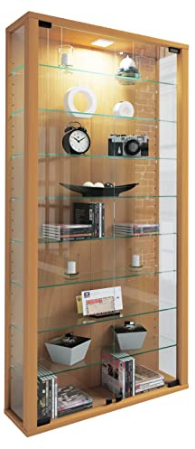 VCM 906122 Lumo Maxi Vitrine Indépendante Bois Beige 118 x 59 x 18 cm