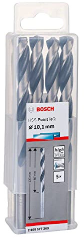 Bosch Accessories Professional 5-Piece PointTeQ HSS Twist Drill Bit (for Metal, 10.1 x 87 x 133 mm, Drill Driver Accessories)