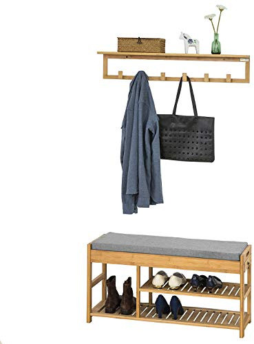 SoBuy Mueble Recibidor Set de 1 Zapatero y 1 Perchero de Pared,FSR47-N+FHK06-N,ES (Perchero+Zapatero)