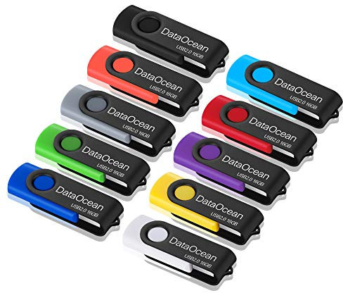 10 Pezzi DataOcean Pendrive 16GB Chiavetta USB 2.0 girevole per archiviazione dati 10 X 16GB in multiple colors 16 Gb