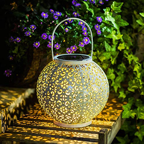 Outdoor Solar Big Lantern Waterproof Mothers Day Garden Gifts for Mom Women ,Solar Garden Lights for Backyard Table Walkway,Birthday Gifts for Grandma Wife (White,1Pack)