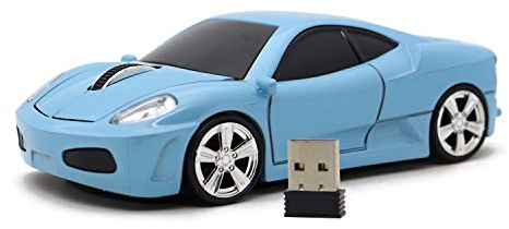 Ai5G Wireless Mouse Sports Car Mouse USB Computer Mice Optical 2.4GHz with Headlight 1600DPI for PC Laptop MAC (Blue)