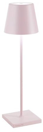 Zafferano, Poldina Pro, Lampada da Tavolo Ricaricabile e Senza Fili con Controllo Touch, Utilizzabile anche come Lampada da Esterni, Dimmer, 2200-3000 K, Altezza 38 cm, Colore Rosa