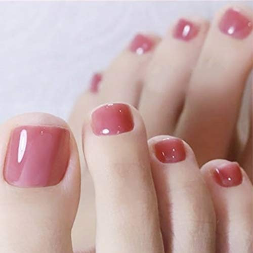 Brishow Künstliche Nägel Rosa Fuß Zehennägel zum Aufkleben Falsche Zehennägel 24St. Für Frauen und Mädchen (d)