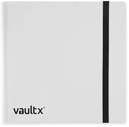 Vault X 12 Pocket Trading Card Strap Binder, 480 cards, Standard, 20 Side-Loading Pages, Folder for Collectible Card Games, Sports, TCG (White)