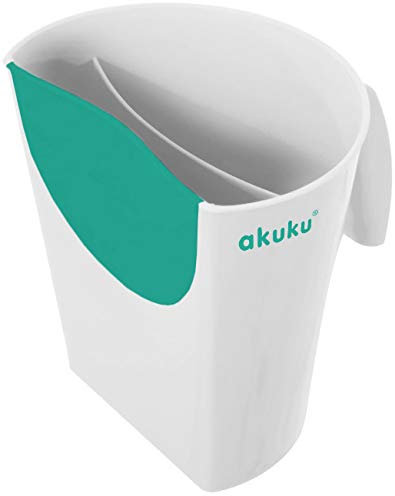 AKUKU Haarwäsche Becher weiß | Ammoniakfrei, Sulfatfrei | Becher | Schutz für Kinder beim Haare Waschen | Augenschutz | Für gerade, feine Haare | Türkis