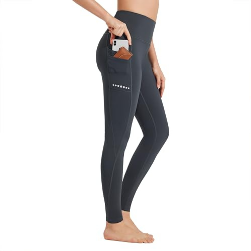 BAYGE Leggings Deportivos Térmicos Mujer Cintura Alta Fleece Forrado Impermeable Opaco Control Vientre Ajustado Slim Fit Yogahose Pantalón Deportivo Sweathose Fitness con Bolsillos