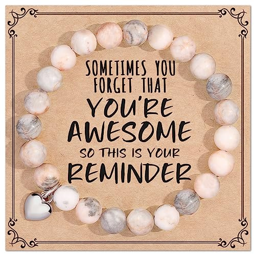 jewelrycard Sometimes You Forget Your Awesome Bracelets for Women, Birthday Christmas Gifts for Women Stocking Stuffers for Teen Girl Gifts Trendy Stuff, Inspirational Jewelry for Women Girls, Pink