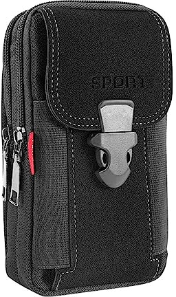 MisFun Bolsa Cintura Táctica, Riñoneras Hombre, Bolso Cinturón Táctica Militar Compacta, Bolso de Cintura para Movil, Trabajo Adecuado Escalada Senderismo Camping Deporte al Aire Libre (Negro)
