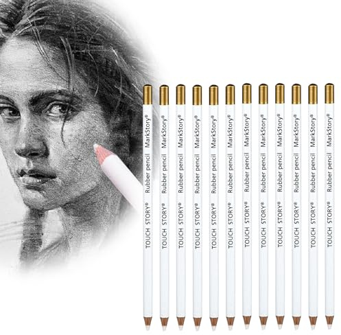 DOETYD 12 Pcs Wooden Rubber Pencil Detail Eraser for Sketching Drawing Detail Revise