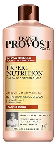 Franck Provost, Expert Nutrition, Balsamo Professionale Per Capelli Secchi, Effetto Nutriente, Con Burro di Karité e Olio di Cocco, 450 ml