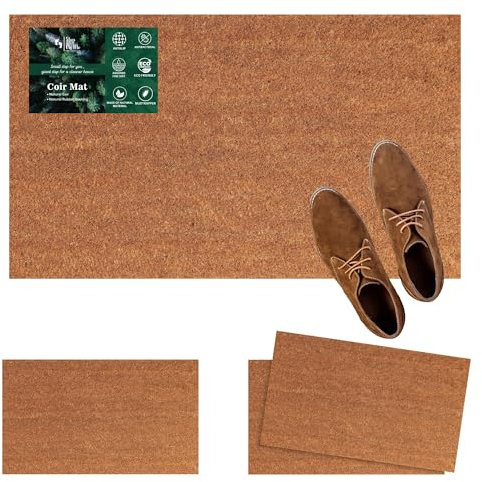 Large Coir Doormat 75 x 45cm - Durable Indoor and Outdoor Sheltered Use Mat for Entrances - Non-Slip With Latex Backing, 17mm Thick Heavy Duty