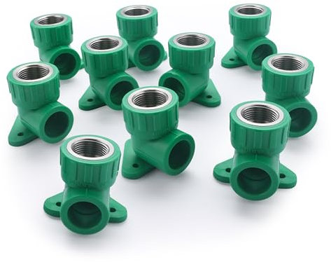 Codo mural PPR rosca hembra 3/4 x Ø25 mm x10 unidades | Ideal para fijación a pared en instalaciones de agua | Robusto, estanco y fácil de soldar por termofusión | QUICK PLOMBERIE