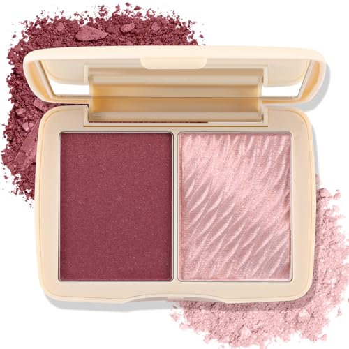 Boobeen 2 Farben erröten Highlighter Kontur Makeup Palette, erröten Contouring Palette matt und schimmern, erröten Pulver Gesicht Blusher Highlight Bronzer Schatten, hochpigmentiert mischbar