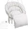 VEVOR Hanging Hammock Swing Chair, 330 Lbs Capacity, Macramé Hanging Chair with Cushion and Mounting Hardware, Cotton Rope Swing Chair for Bedroom, Balcony, Patio, Garden, Beige