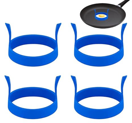 Anillos de silicona para huevos, 4 anillos redondos para tortillas, moldes de huevo de silicona para plancha, herramienta de cocina, moldeador de panqueques para plancha, magdalenas, sándwich de