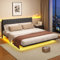 ARFARLY Bettgestell 140x200 mit LED Beleuchtung und Ladestation Bett 140x200 mit Kopfteil Metall Schwebebett Bettrahmen 140 x 200 Erwachsene mit Licht-Robust und Stabil,Leinen, Dunkelgrau
