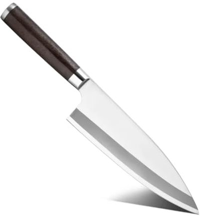 Schweres Japanisches Deba Messer – 20 cm Edelstahlklinge, 5,2 mm dick, 58HRC, Wenge-Holzgriff, 419 g