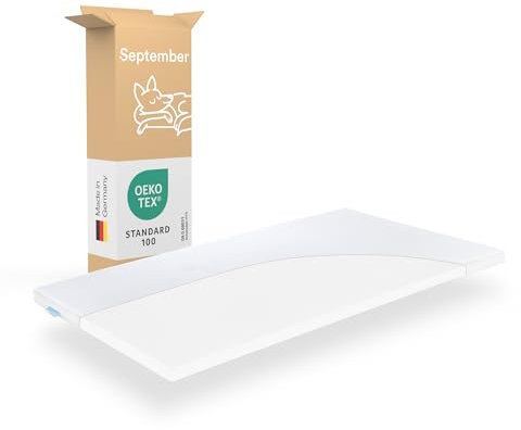 September – Topper 70x190 cm Komfortschaum mit 6 cm Höhe – Matratzenauflage mittelweicher Härtegrad H2/H3 für Matratzen, Boxspringbetten etc. – Oeko-TEX® Standard 100 zert. – Bezug bei 60°C waschbar