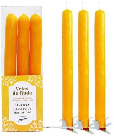 Förpackning med 3 handgjorda ruttljus – gjorda på lager | Rituellt ljus för skydd mot onda ögon, avundsjuka och negativ energi | handgjort av högkvalitativt vax