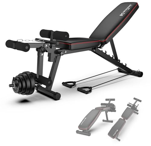 GSKJJT Banc Musculation Complet Inclinable Réglable avec Dossier en 5 Positions & 2 Sangles D'Entraînement 220Kg Capacité de Poids Banc Inclinable Unisex-Adult