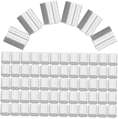 Cabilock 200piezas Abrazaderas De Cable De Acero Aluminio Doble Orificio Resistente Para Cuerda Seguridad Manga Engarzada Para Fijación y Transporte Diseño Especial Fácil Uso Para Lex Tende