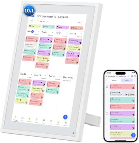 Calendar Digital 10.1 Inch, Digital Frame Combined Smart Touch Screen Electronic Wall Planner Family Organizer Chore for Family Schedules Gift for Mother Mom Women Grandpa