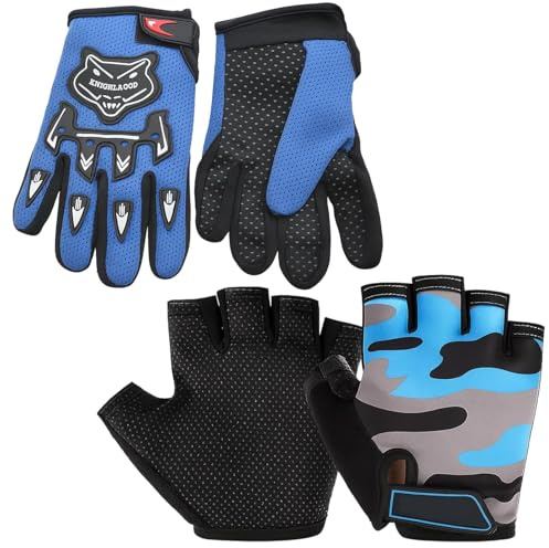 TioRacY Fahrradhandschuhe Kinder, 1 Paar Kinder Halbfinger Fahrradhandschuhe, Fahrrad Handschuhe Für 8-12 Jahre, Outdoor-Sport Handschuhe Für Radfahren, Skaten, Klettern, Reiten, Angeln